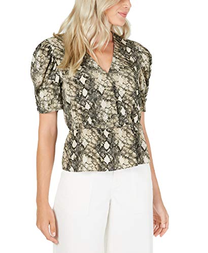 Snake Print Puff-Sleeve Top