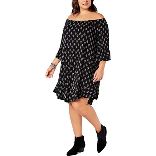 Plus Size Floral-Print Off-The-Shoulder Dress