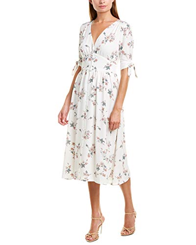 Floral-Print Tie-Sleeve Midi Dress