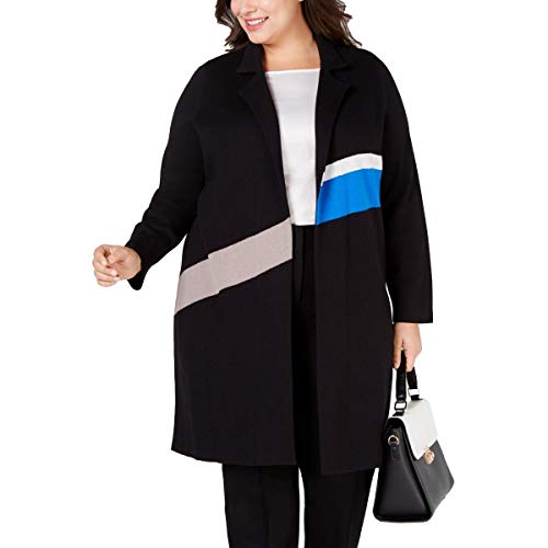 Plus Size Colorblocked Trench Sweater Coat