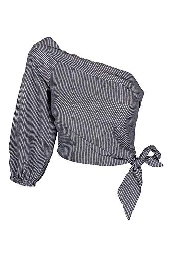 Free People Womens Get Down Pinstriped Tie-Side Casual Top