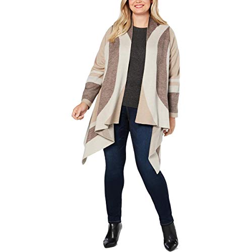 I.N.C. Plus Size Colorblocked Draped Cozy Cardigan