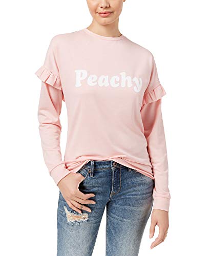 Juniors' Peachy Graphic Ruffled Top