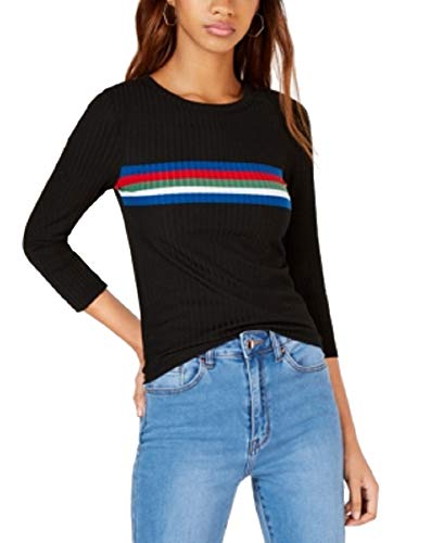 Juniors' Striped Ribbed-Knit Top