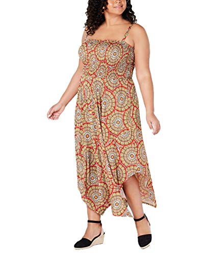 Trendy Plus Size Printed Handkerchief-Hem Dress