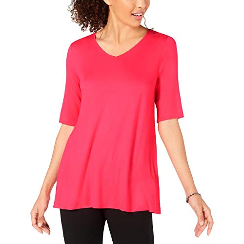 Alfani Womens V-Neck Swing Tunic Top Pink M