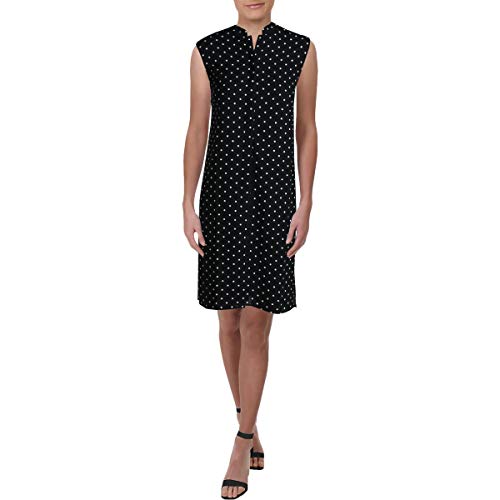 Anne Klein Women's Linen Button Down Dress, Anne Black/Anne White, X-Small