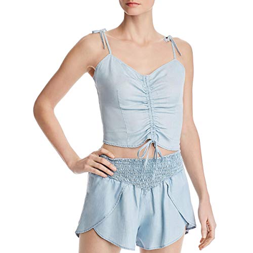 Sleeveless Chambray Ruched Top