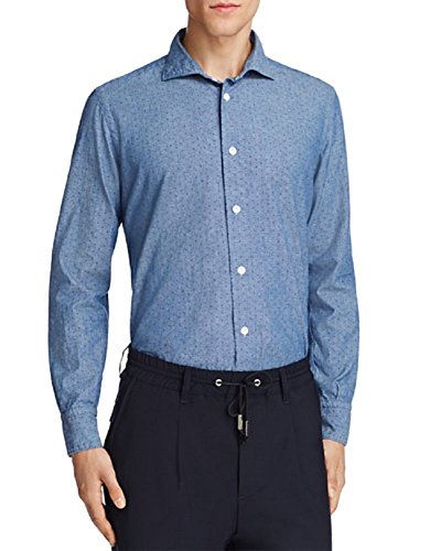 Eleventy Patterned Chambray Regular Fit Button Down Shirt