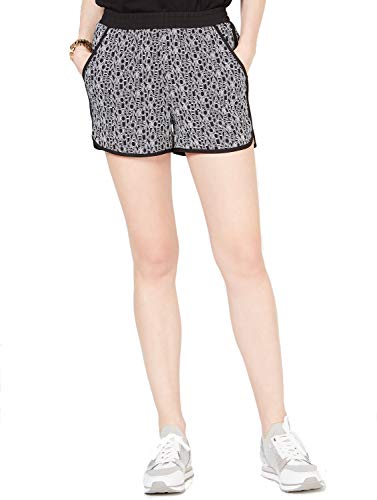 Michael Kors Womens Logo-Print Pull-On Shorts (Black/White, XXS)