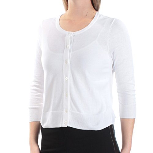 Maison Jules Womens Contrast Back Cardigan Blouse, White, Large
