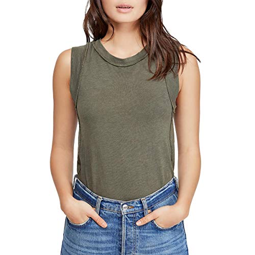 We The Free Womens Go to Crewneck Cotton Tank Top Green S