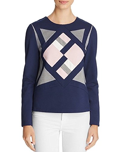 Finity Womens Geometric Colorblock Casual Top Blue 10