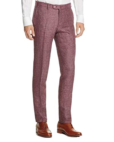 Valentini Textured Solid Slim Fit Trousers (RED, 36)