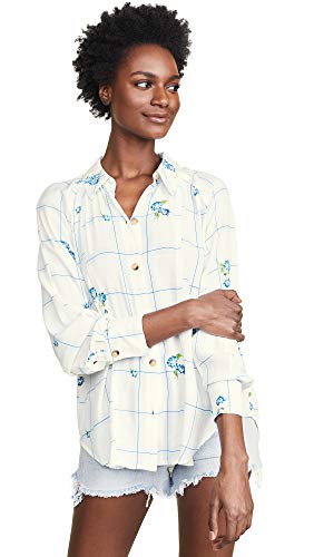 Free People Women's Window to My Heart Button Down, White, Small