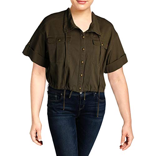 Lauren Ralph Lauren Womens Plus Vondra Twill Cropped Jacket Green 16