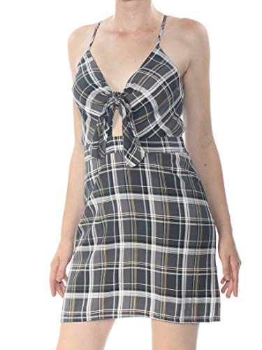 Plaid Twist-Front Cutout Dress
