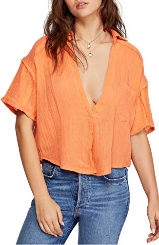 Free People Full Of Light Cotton Tie Front Shirt
