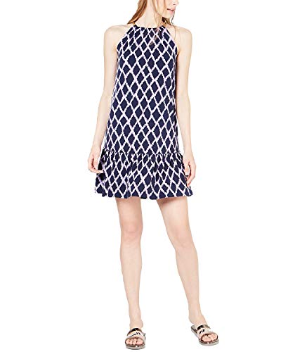 Michael Kors Printed Chain-Detail Dress (Dark Lavender, XXL)