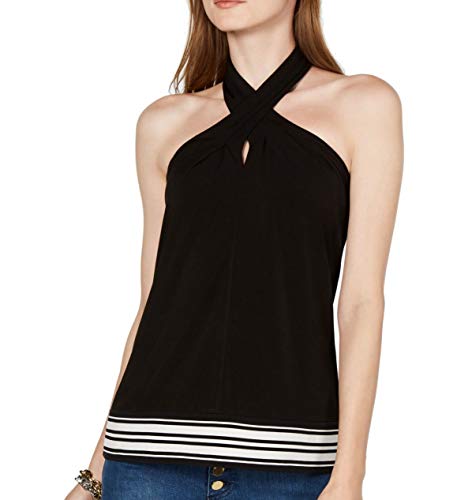 Striped-Hem Halter Top