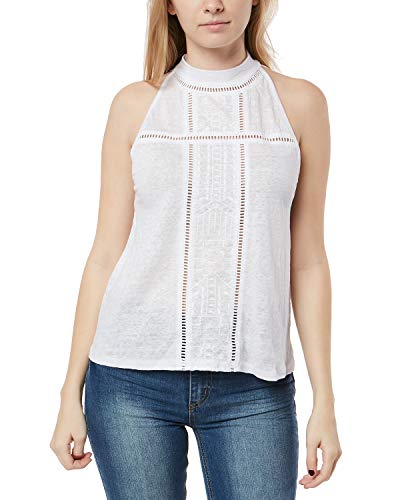 Juniors' Caryn Linen Mock-Neck Top