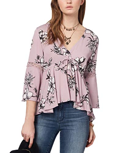 Juniors' Printed Lace-Trimmed Babydoll Top