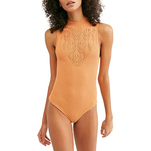 Intimately Free People Womens On Point Yoke High Neck Bodysuit Orange S