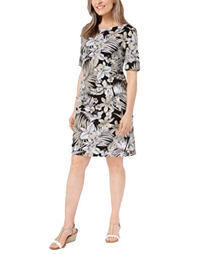 Printed Elbow-Sleeve Dress