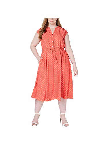 Anne Klein Women's Size Plus Printed CDC Drawstring MIDI Dress , Cape Cod/Amme White, 2X
