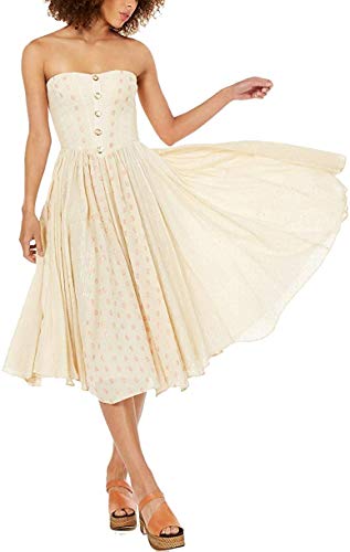 Free People Women's Amanda Strapless Midi Dress (Ivory, Large)