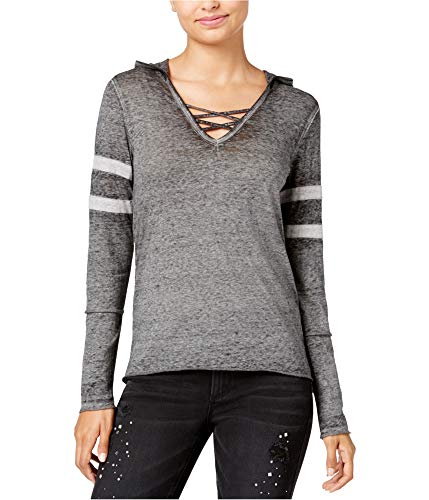 Juniors' Burnout Crisscross-Trim Hoodie