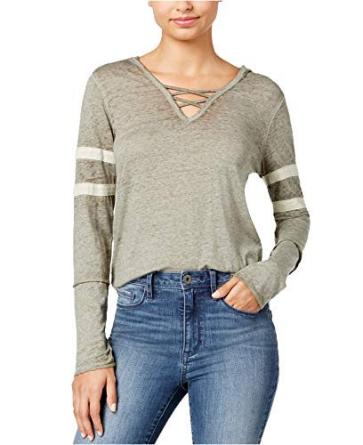 Juniors' Burnout Crisscross-Trim Hoodie