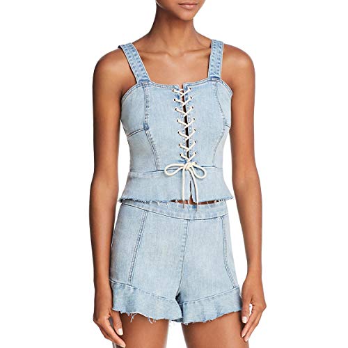 [Blanknyc] Lace-Up Denim Bustier Top