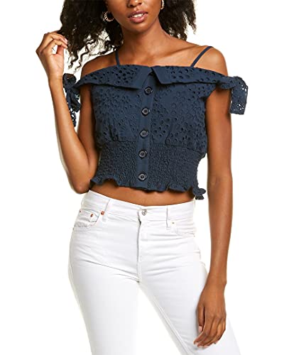 Cotton Eyelet Cold-Shoulder Top