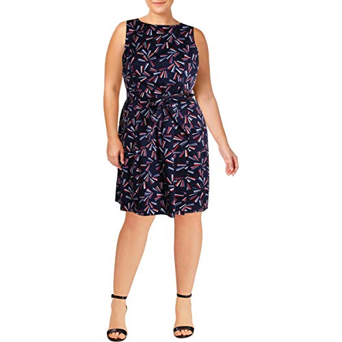 Anne Klein Women's Cotton FIT & Flare Dress , Eclipse/Cape Cod Combo, 12