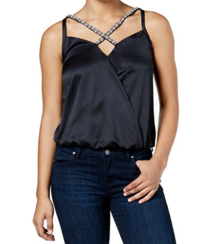 Juniors' Embellished Strappy Surplice Top