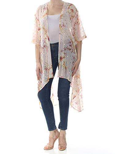 Juniors' Printed Open-Front Kimono