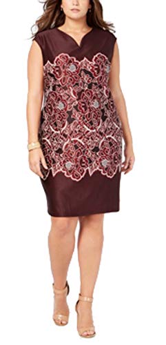 Plus Size Printed Lace Sheath Dress