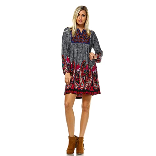 White Mark Womens Apolline Embroidered Sweater Dress