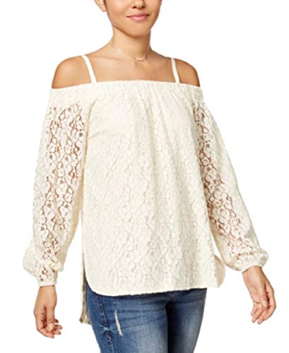 Juniors' Off-The-Shoulder Lace High-Low Top