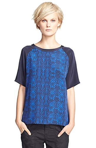 Vince Contrast Sleeve Tee (Cobalt Blue, L)