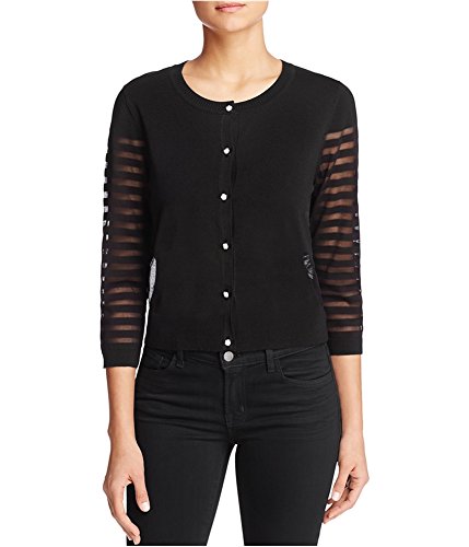 Finity Womens Sheer Mesh Cardigan Top Black L