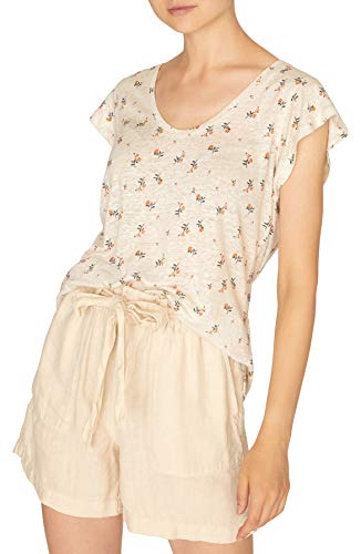 Ruby Printed Scoop-Neck Linen T-Shirt