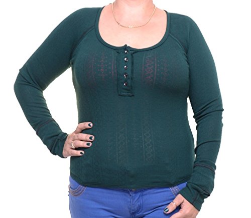 Free People Womens Sugar And Spice Lightweight T-Shirt Henley Top