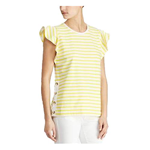 LAUREN RALPH LAUREN Flutter-Sleeve Cotton T-Shirt (Mascarpone Cream Yellow, XXL)