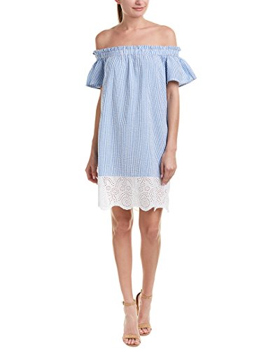 French Connection Women's Belle Stripes Mix Dress, Salt Water/Summer White, XS