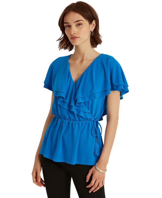Lauren Ralph Lauren Ruffle-Trim Surplice Jersey