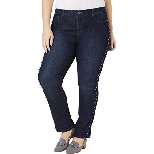 Plus Size Faux-Pearl-Stud Jeans