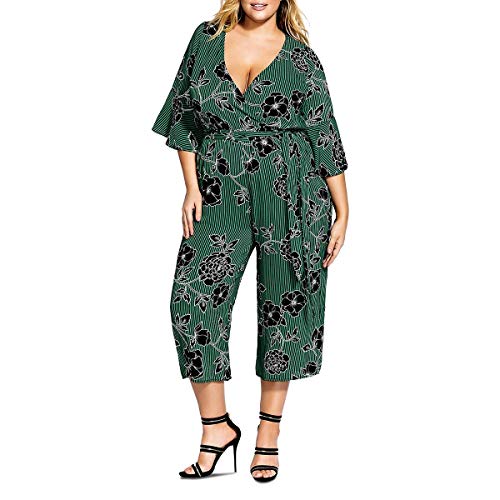 Trendy Plus Size Varsity Striped Floral-Print Jumpsuit