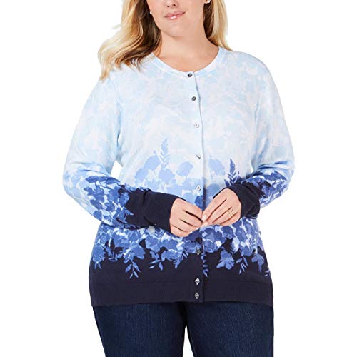 Plus Size Printed Button-Up Cardigan